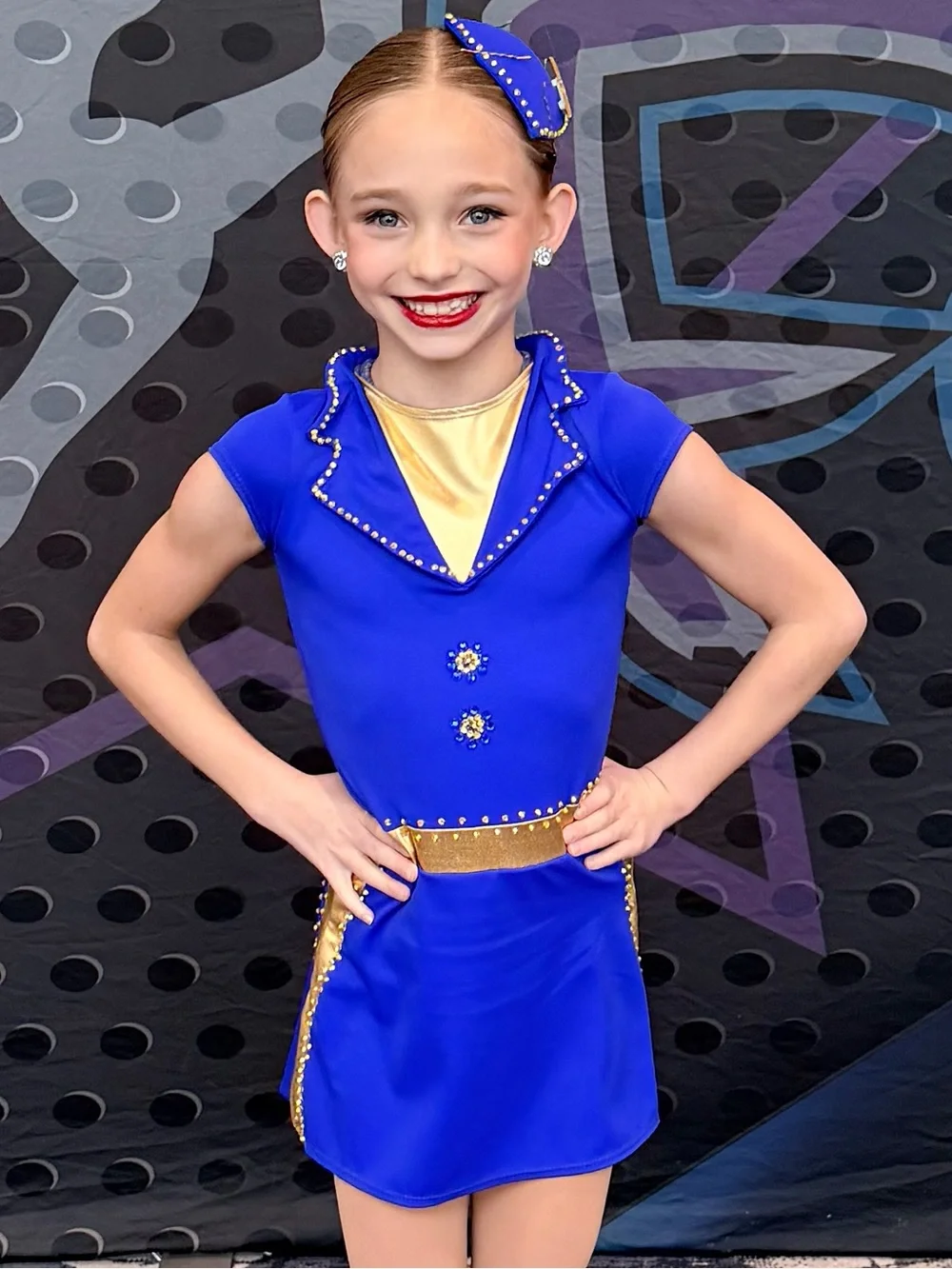 Blue & Gold Dance Skirted Flight Attendant Custom Costume!